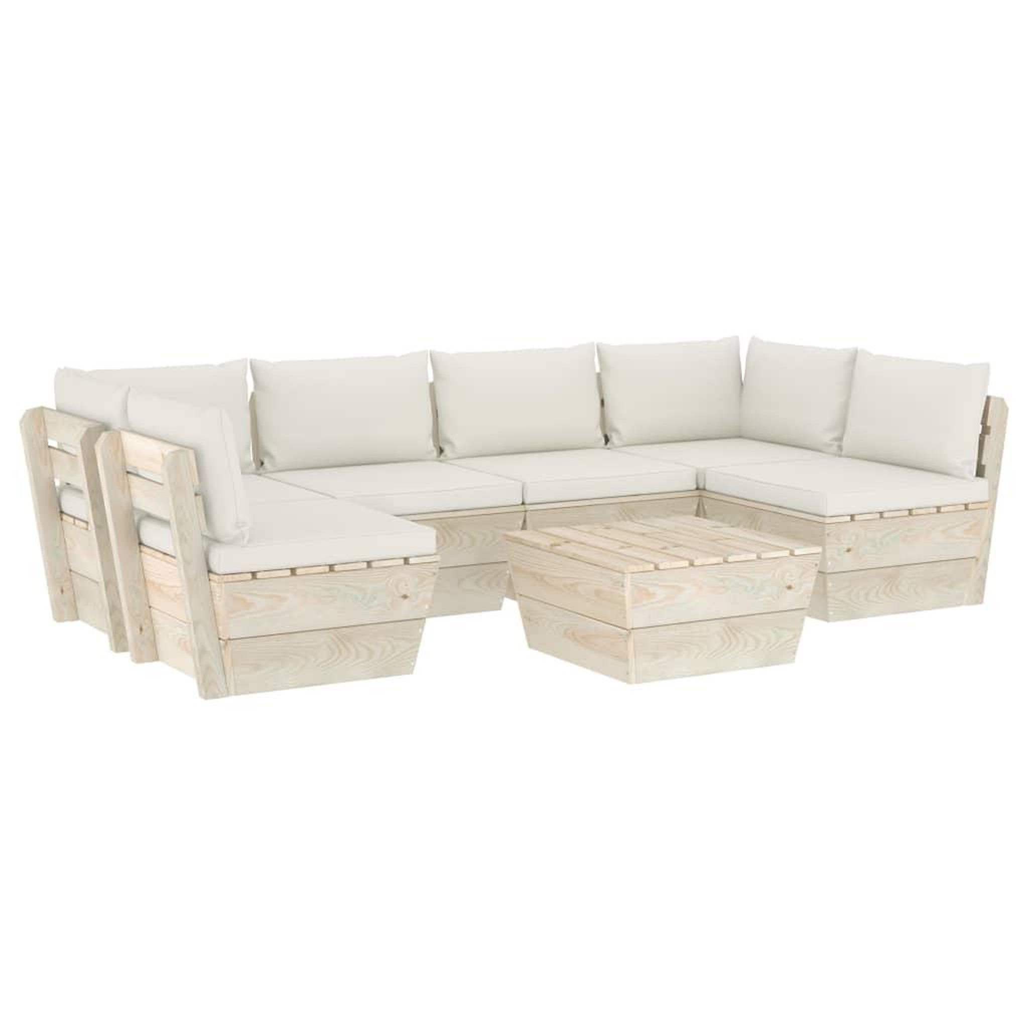 Voir la diapositive 2 : VIDAXL Salon de jardin palette 7 pcs avec coussins bois d'epicea