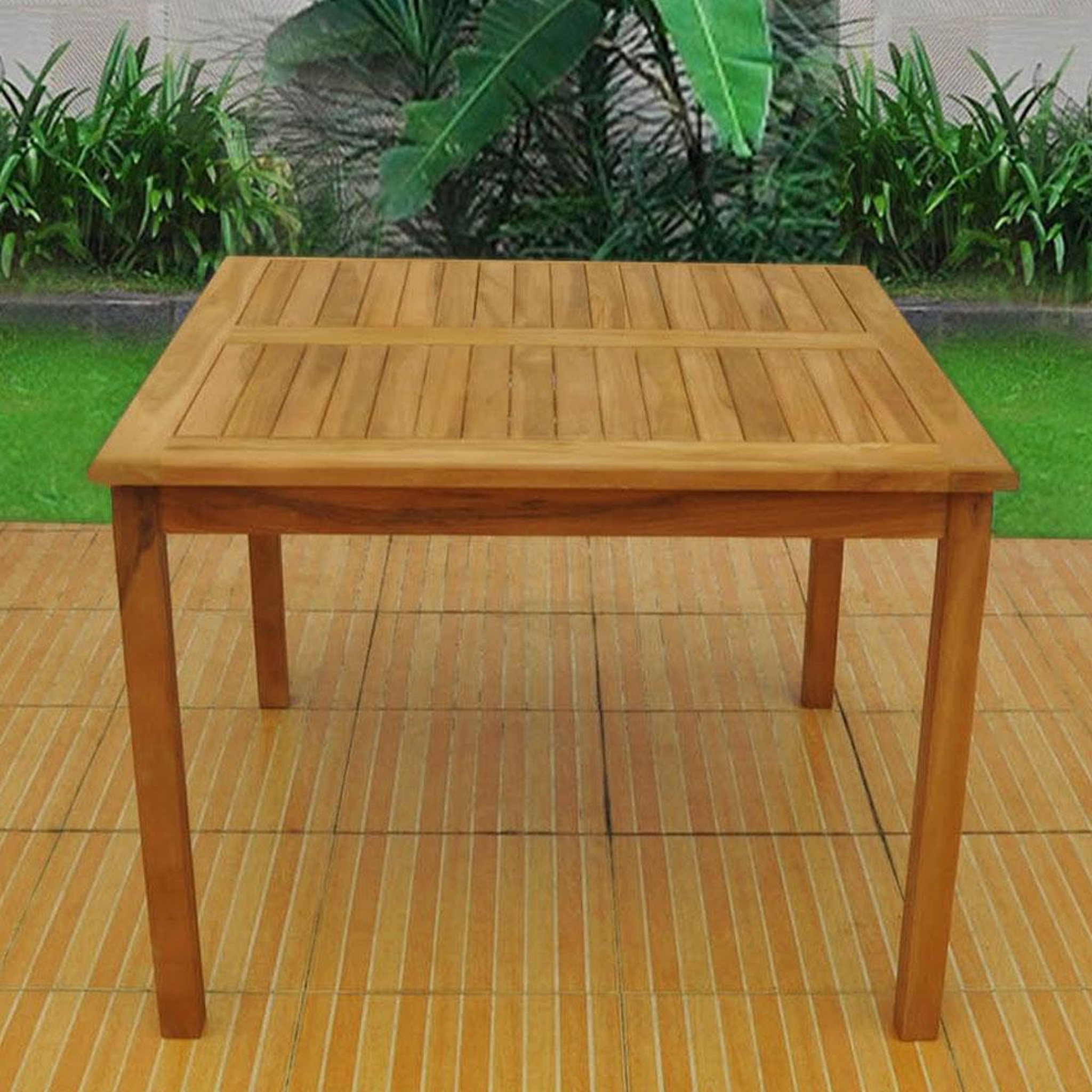 Voir la diapositive 2 : CONCEPT USINE Table de jardin carrée teck karra