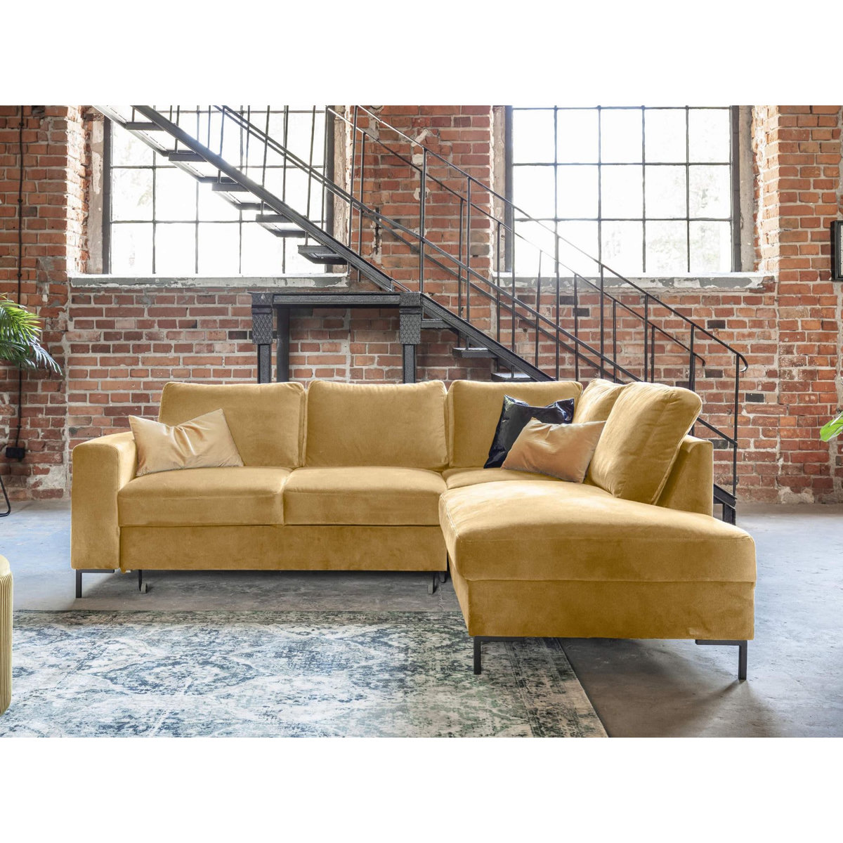 BEST MOBILIER Lilly - canapé d'angle droit - 5 places - convertible - en velours