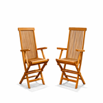 CONCEPT USINE Lot de 2 fauteuils pliants jardin teck massif brut TECK