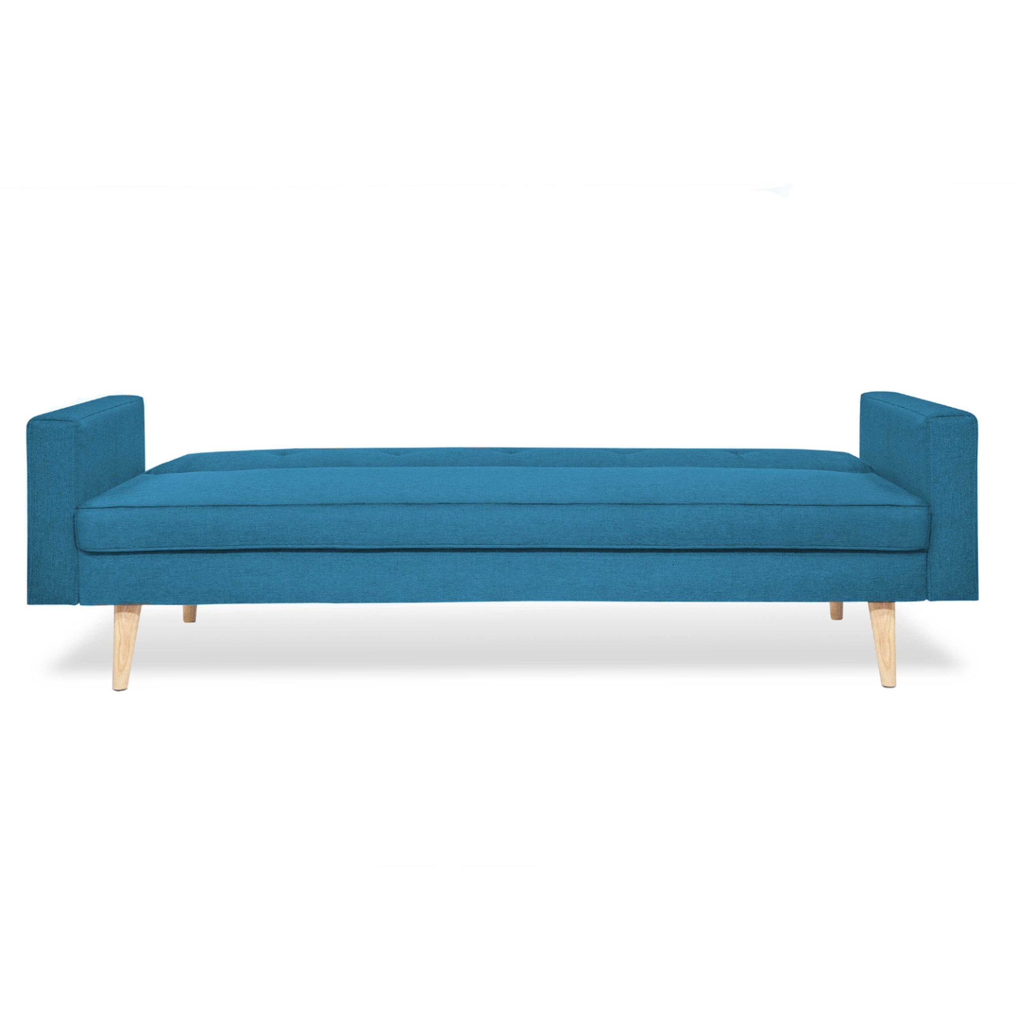 Voir la diapositive 6 : ID MARKET Canapé droit scandinave 3 places convertible lars en tissu bleu canard