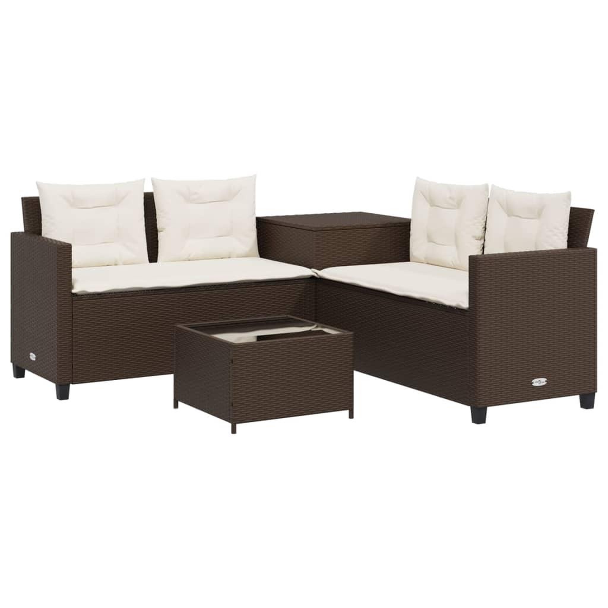 Voir la diapositive 2 : VIDAXL Canape de jardin avec table et coussins en forme de L marron