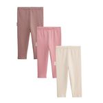 Petit Béguin Lot de 3 leggings enfant Sora. Coloris disponibles : Rose