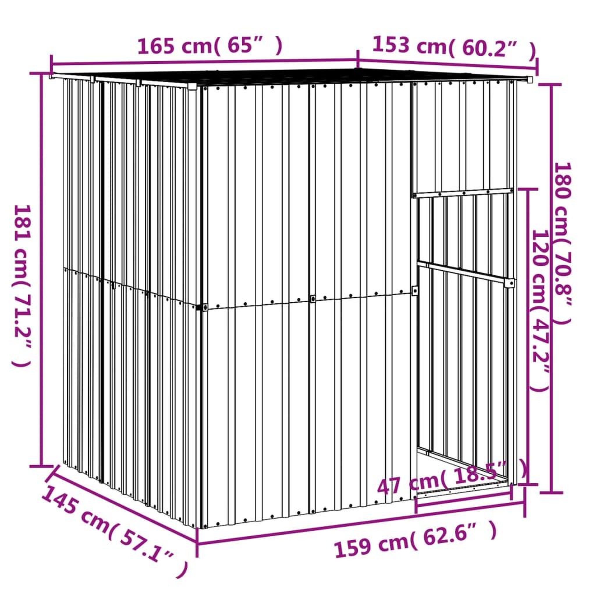 Voir la diapositive 5 : VIDAXL Niche pour chien avec toit gris clair acier galvanise