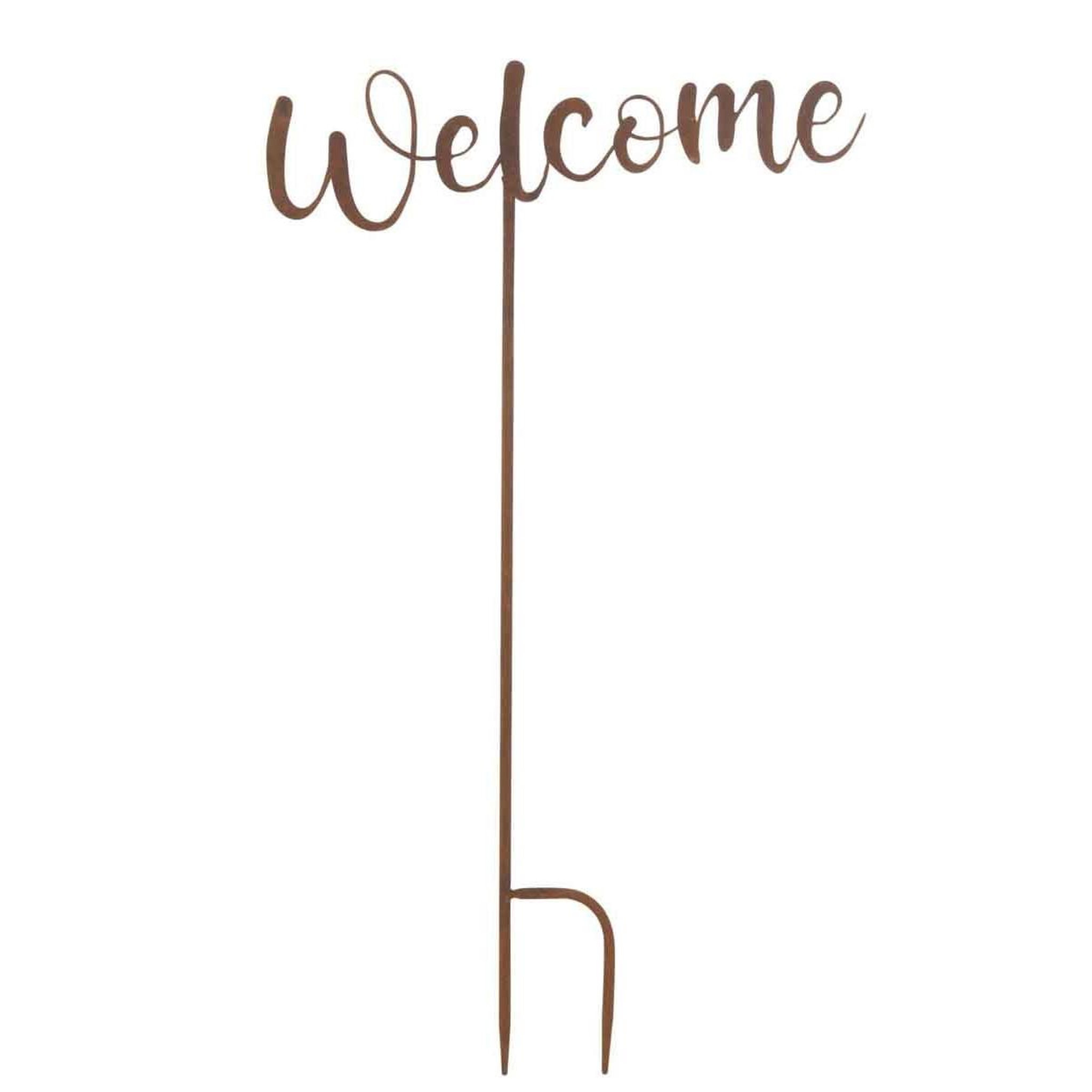 J-LINE Décoration de Jardin  Welcome  70cm Marron