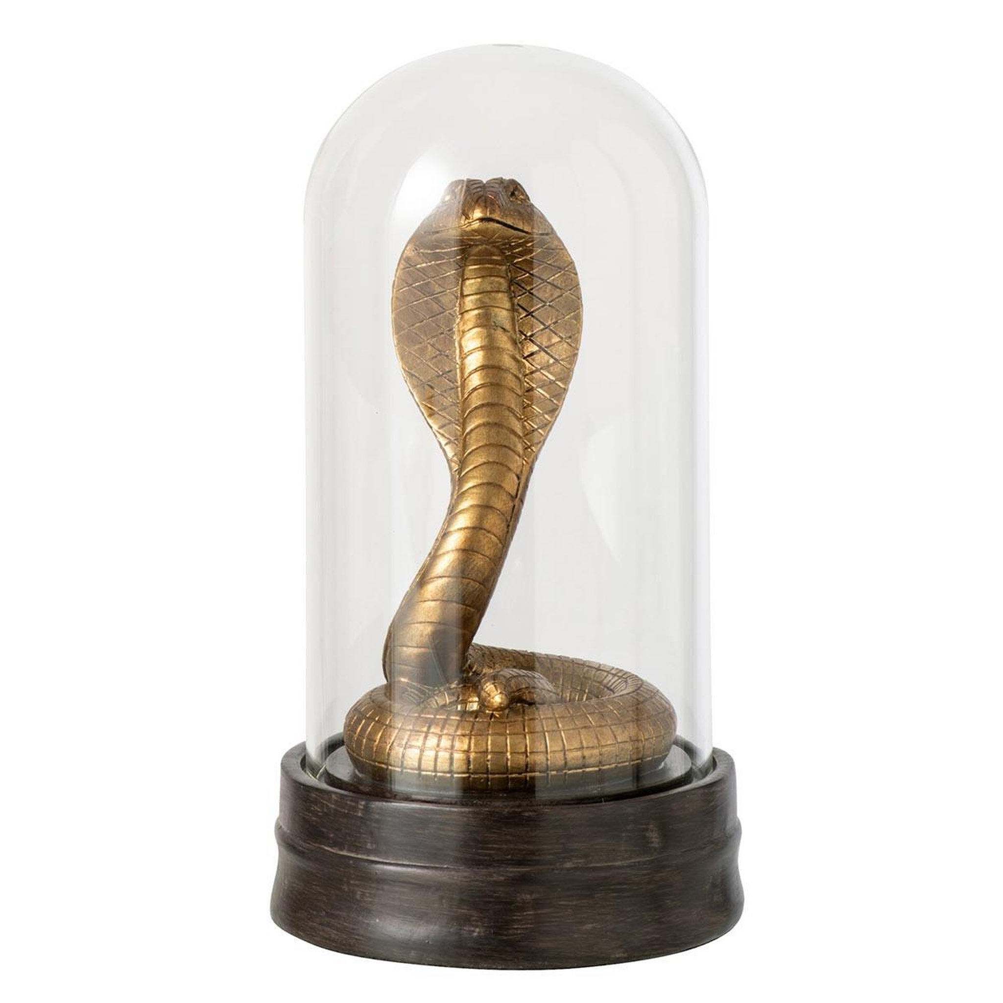 J-LINE Cloche déco en verre  serpent  23cm doré & noir