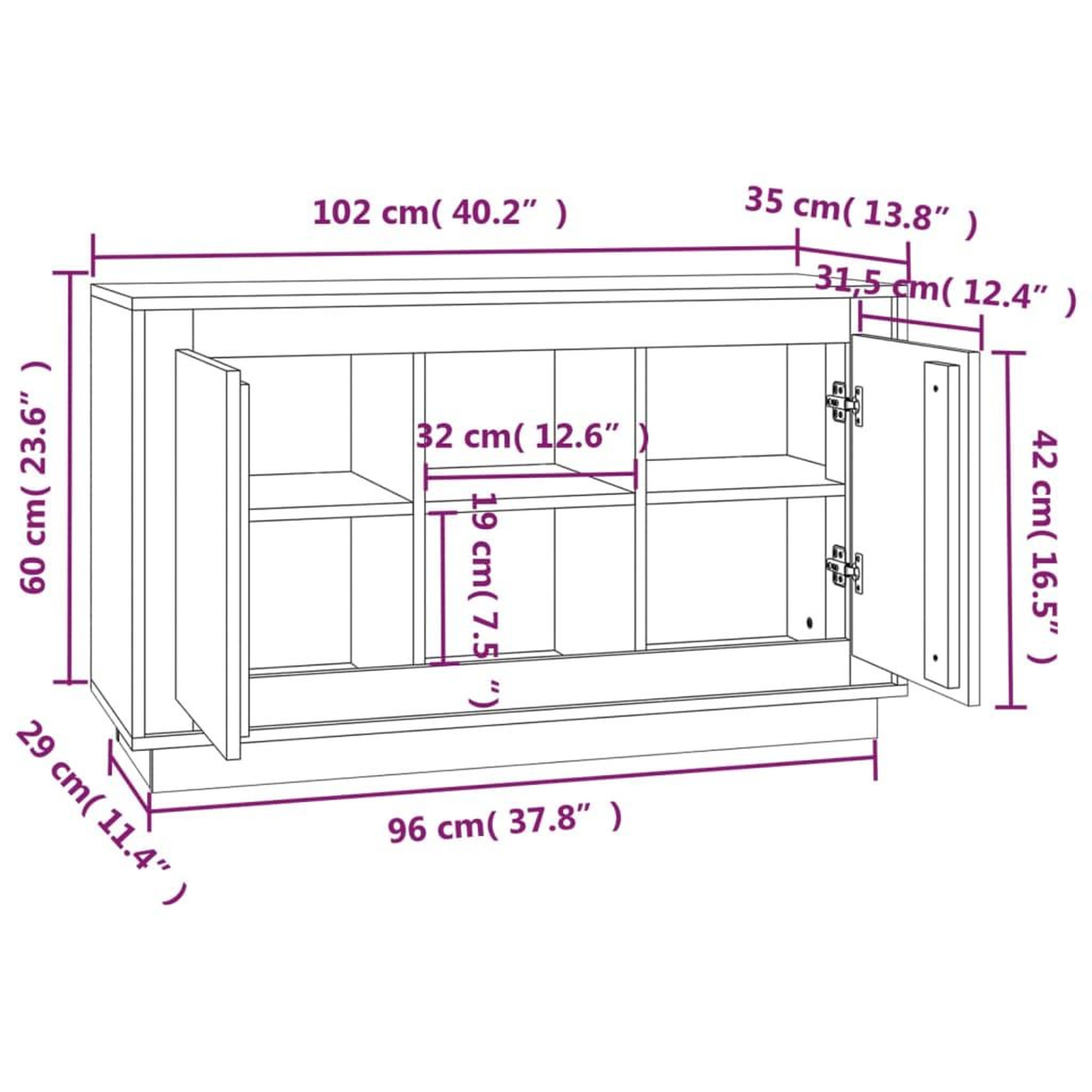 Voir la diapositive 6 : VIDAXL Buffet chene fume 102x35x60 cm bois d'ingenierie