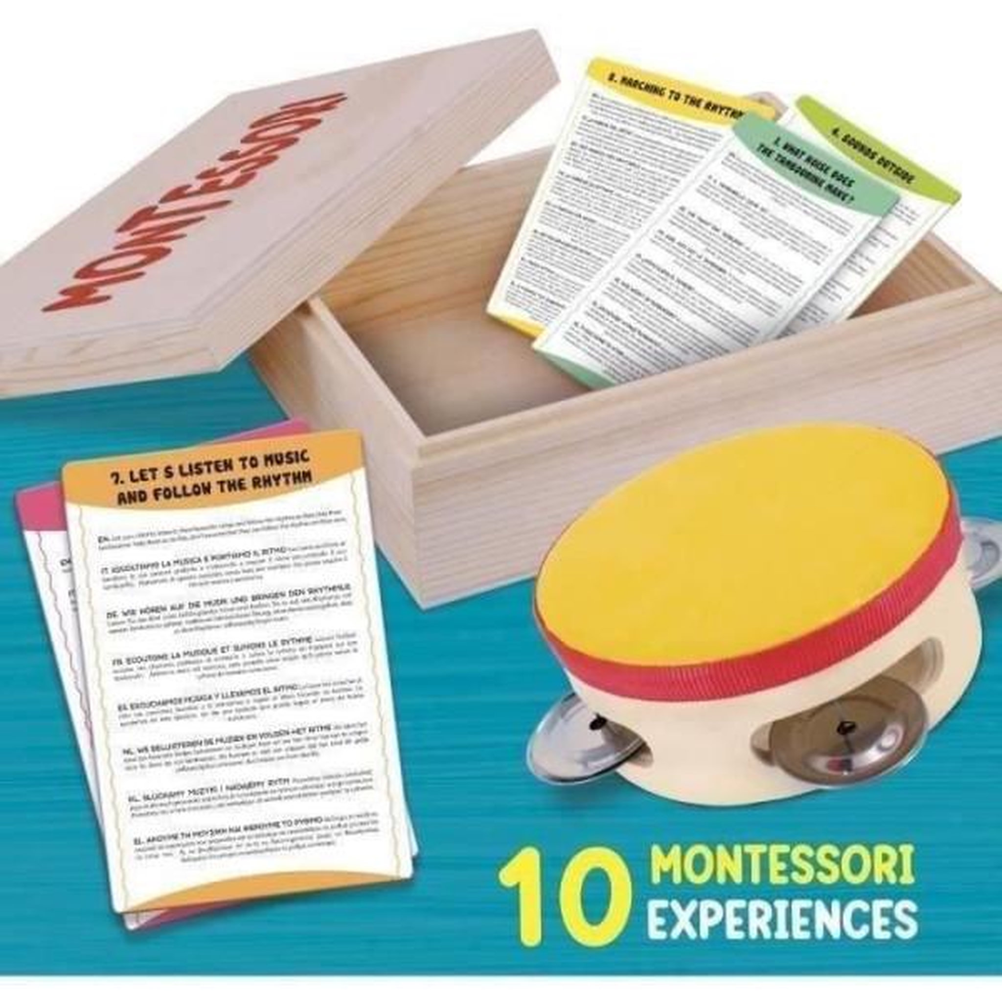 Voir la diapositive 3 : LISCIANI GIOCHI Jeu musical - lisciani - montessori box - l'ouie - tambourin en bois - rythme et audition - activités montessori