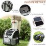 Voir la diapositive 6 : PAWHUT 2 en 1 trolley chariot sac à dos sac de transport à roulettes pour chien chat gris