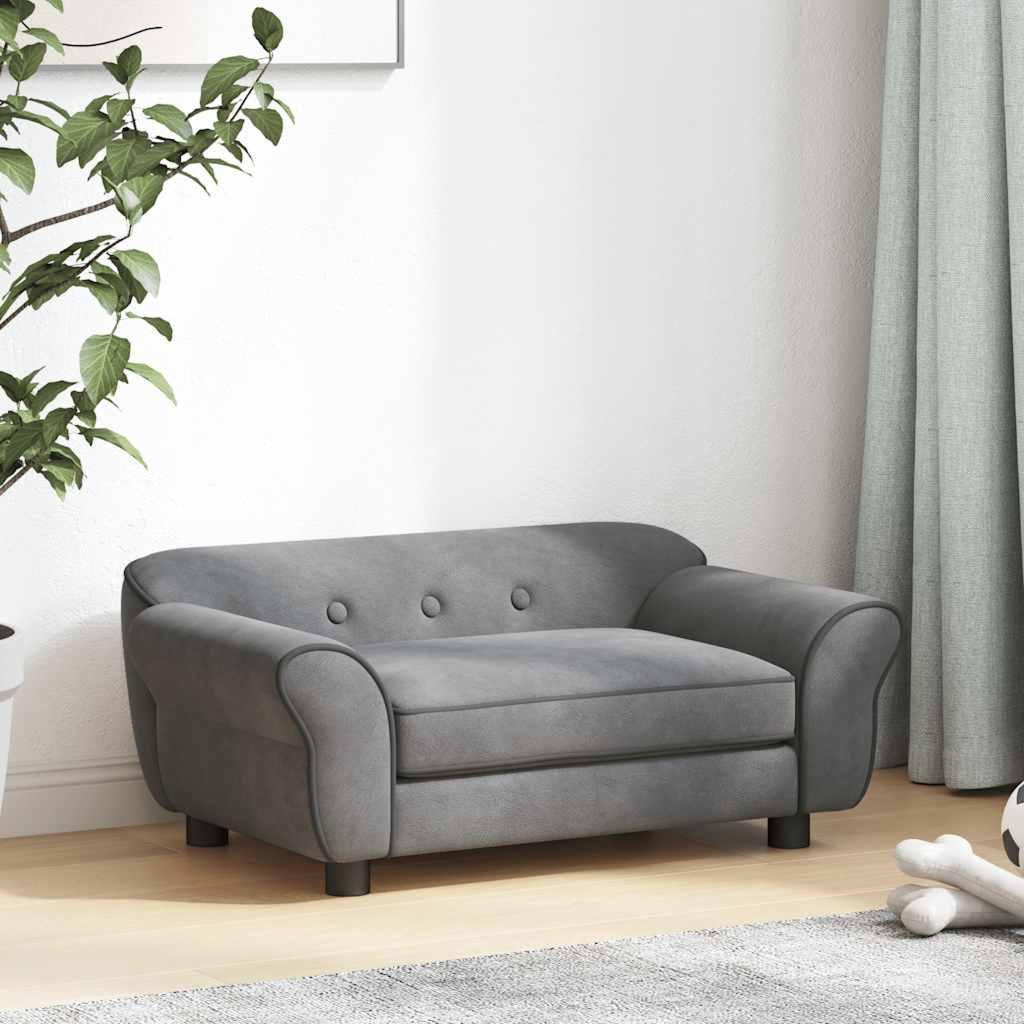 Voir la diapositive 3 : VIDAXL Canape pour chien gris fonce 72x45x30 cm peluche