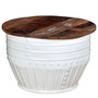 Voir la diapositive 2 : VIDAXL Table basse Bois de recuperation massif Blanc Forme de baril