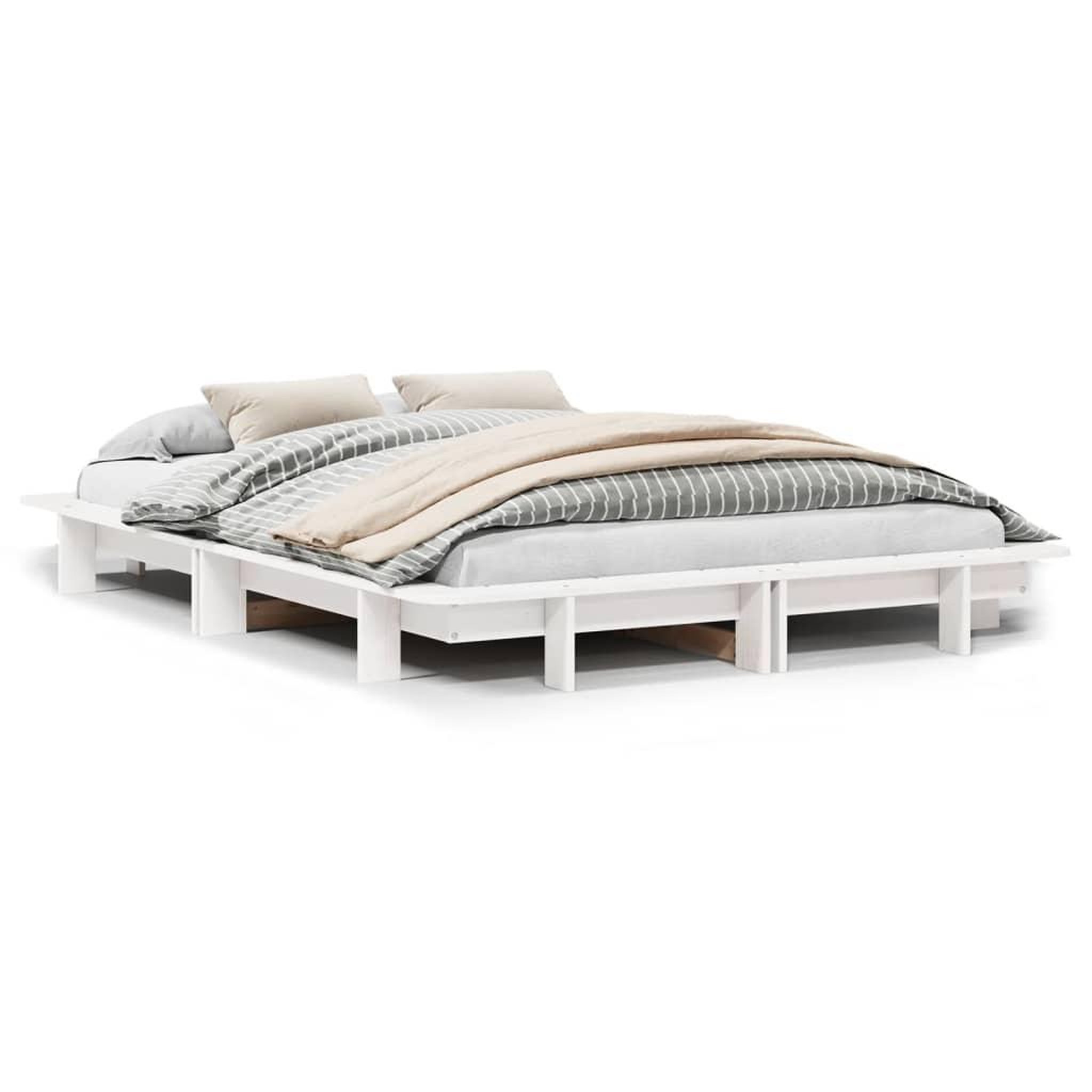Voir la diapositive 2 : VIDAXL Cadre de lit sans matelas blanc 140x190 cm bois de pin massif