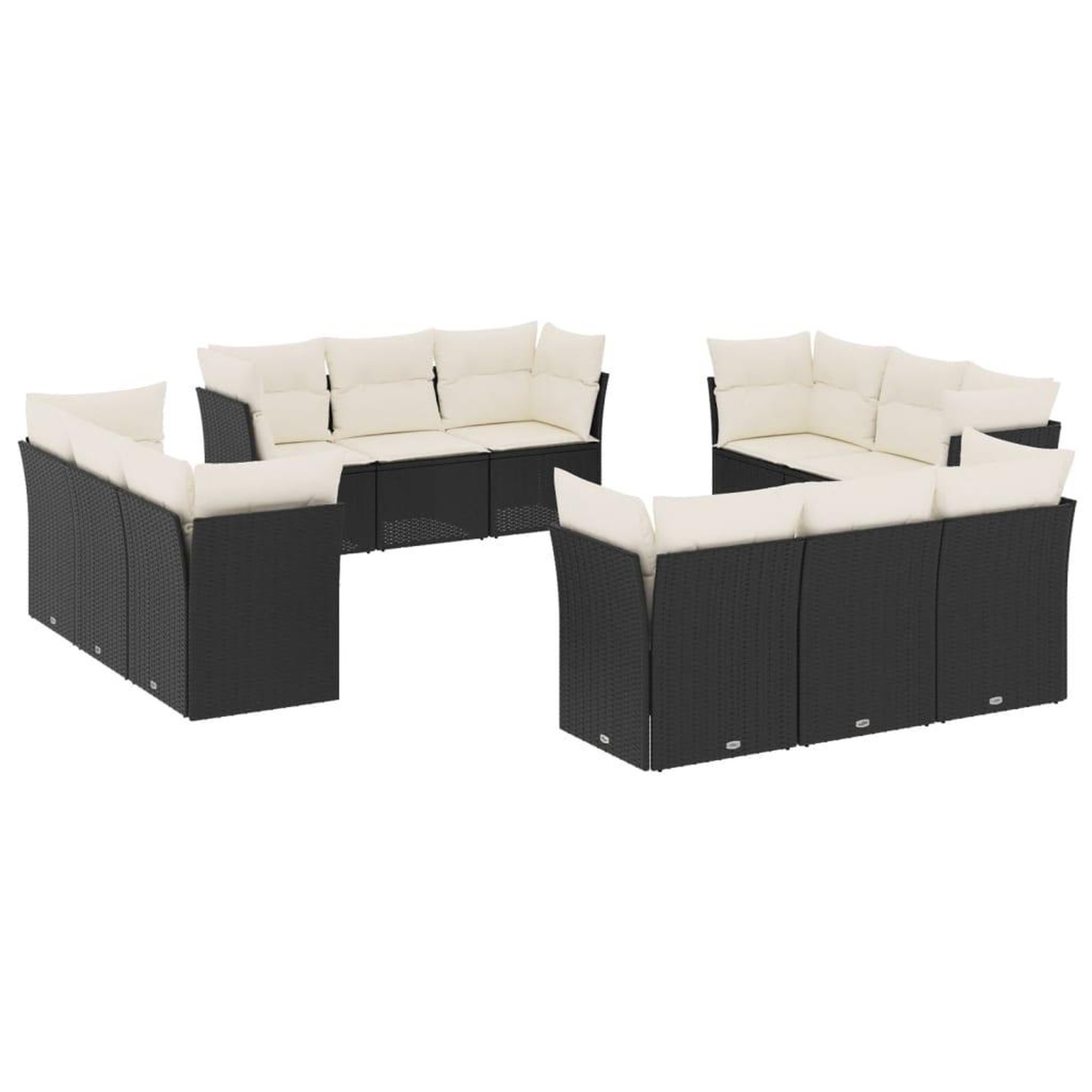 Voir la diapositive 2 : VIDAXL Salon de jardin 12 pcs avec coussins noir resine tressee