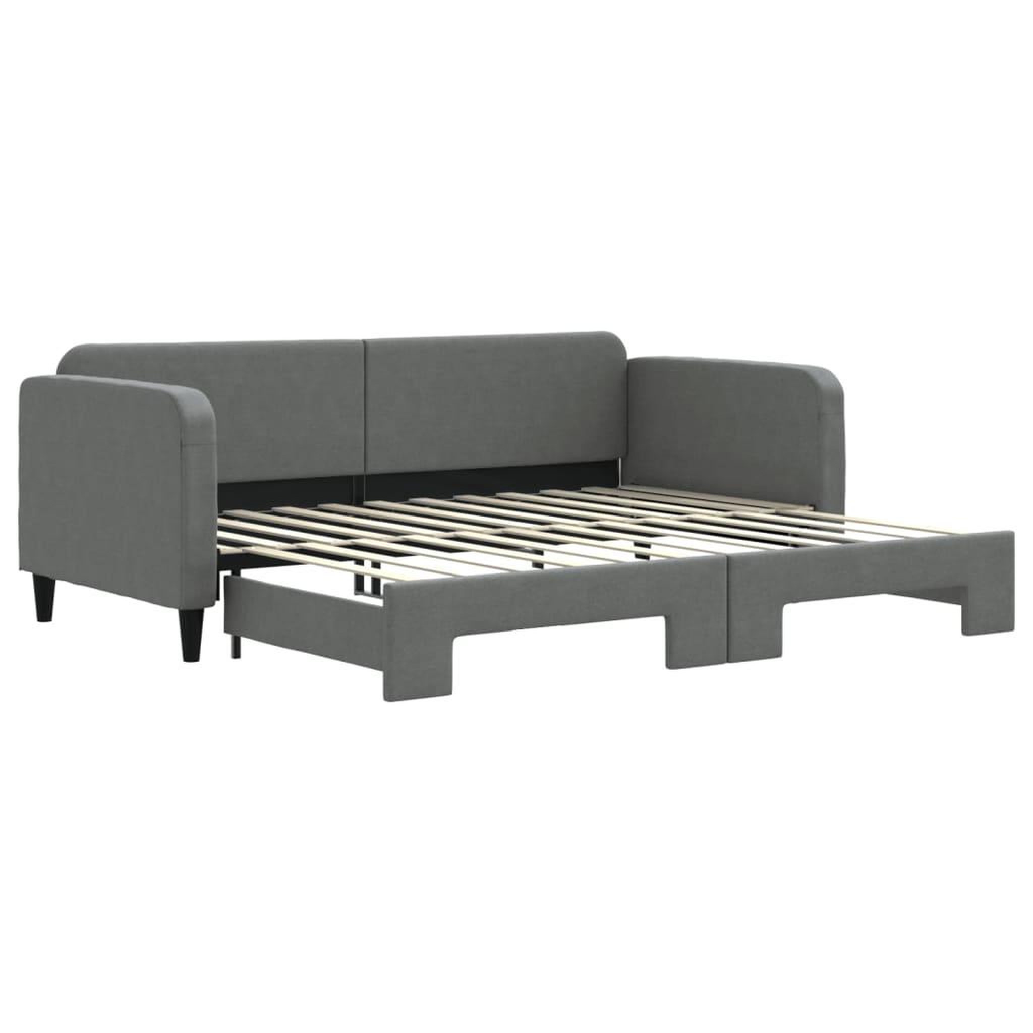 Voir la diapositive 2 : VIDAXL Lit de jour avec gigogne sans matelas gris fonce 90x200 cm