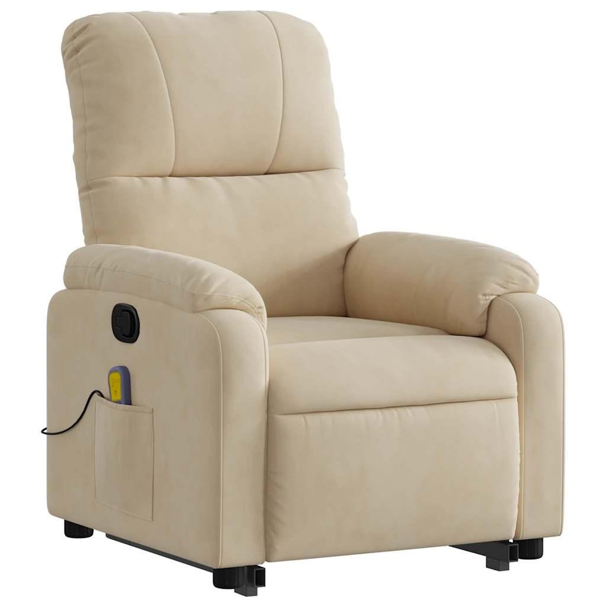 Voir la diapositive 4 : VIDAXL Fauteuil inclinable de massage creme tissu microfibre