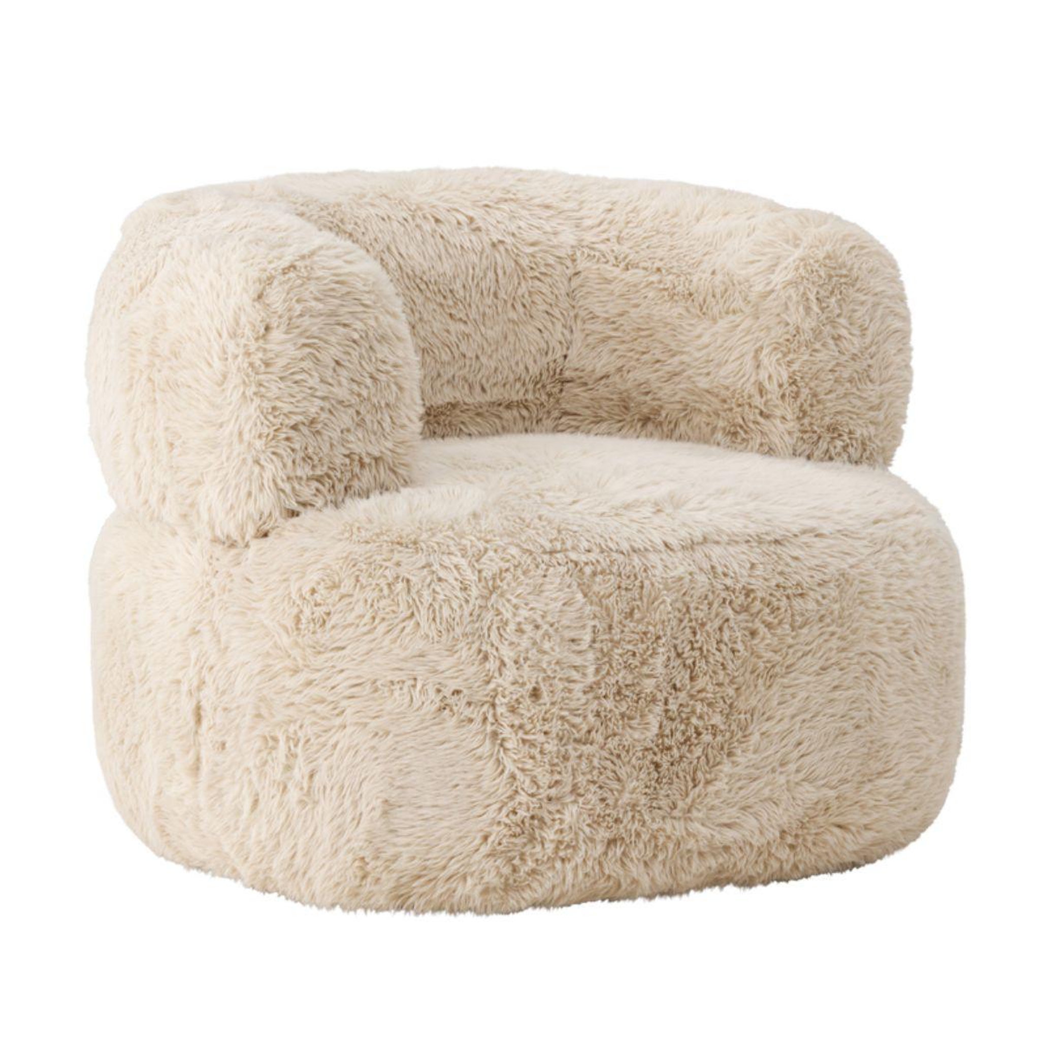 Paris Prix Fauteuil design effet fourrure  gert  87cm blanc