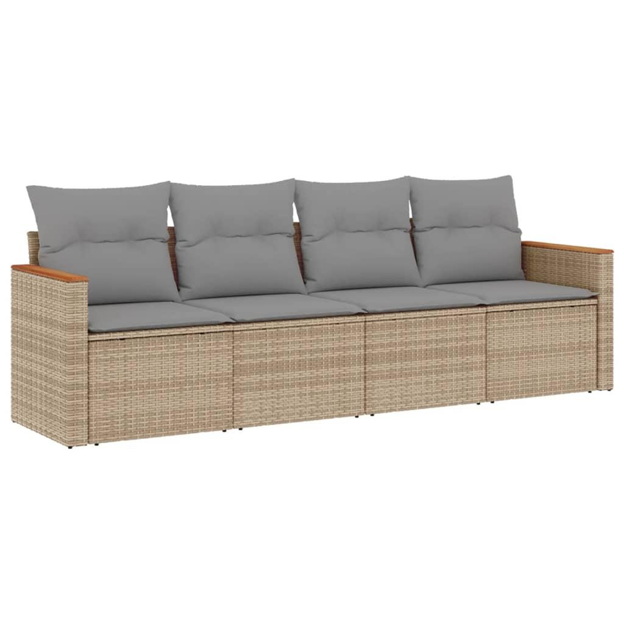 Voir la diapositive 2 : VIDAXL Salon de jardin avec coussins 4pcs melange beige resine tressee