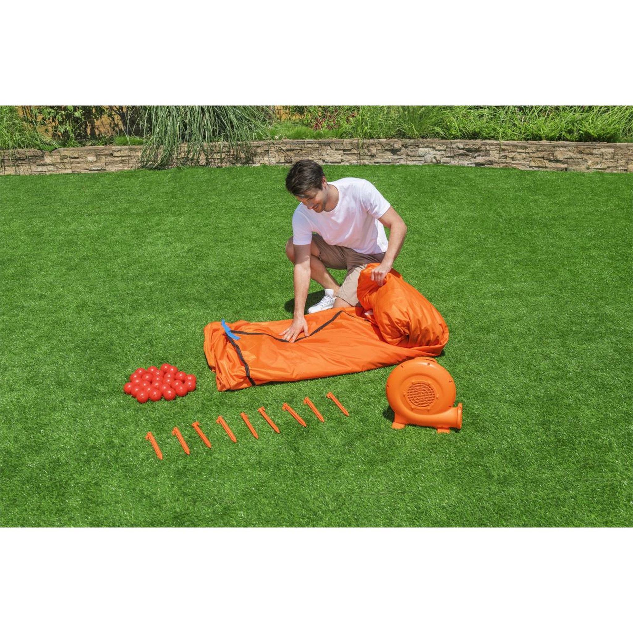Voir la diapositive 6 : BESTWAY Trampoline gonflable à air constant leap & play, 289 x 213 x 173 cm - 53427