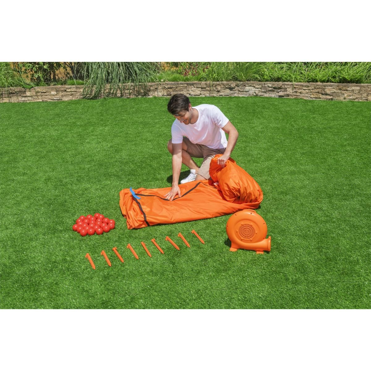 BESTWAY Trampoline gonflable à air constant leap & play, 289 x 213 x 173 cm - 53427