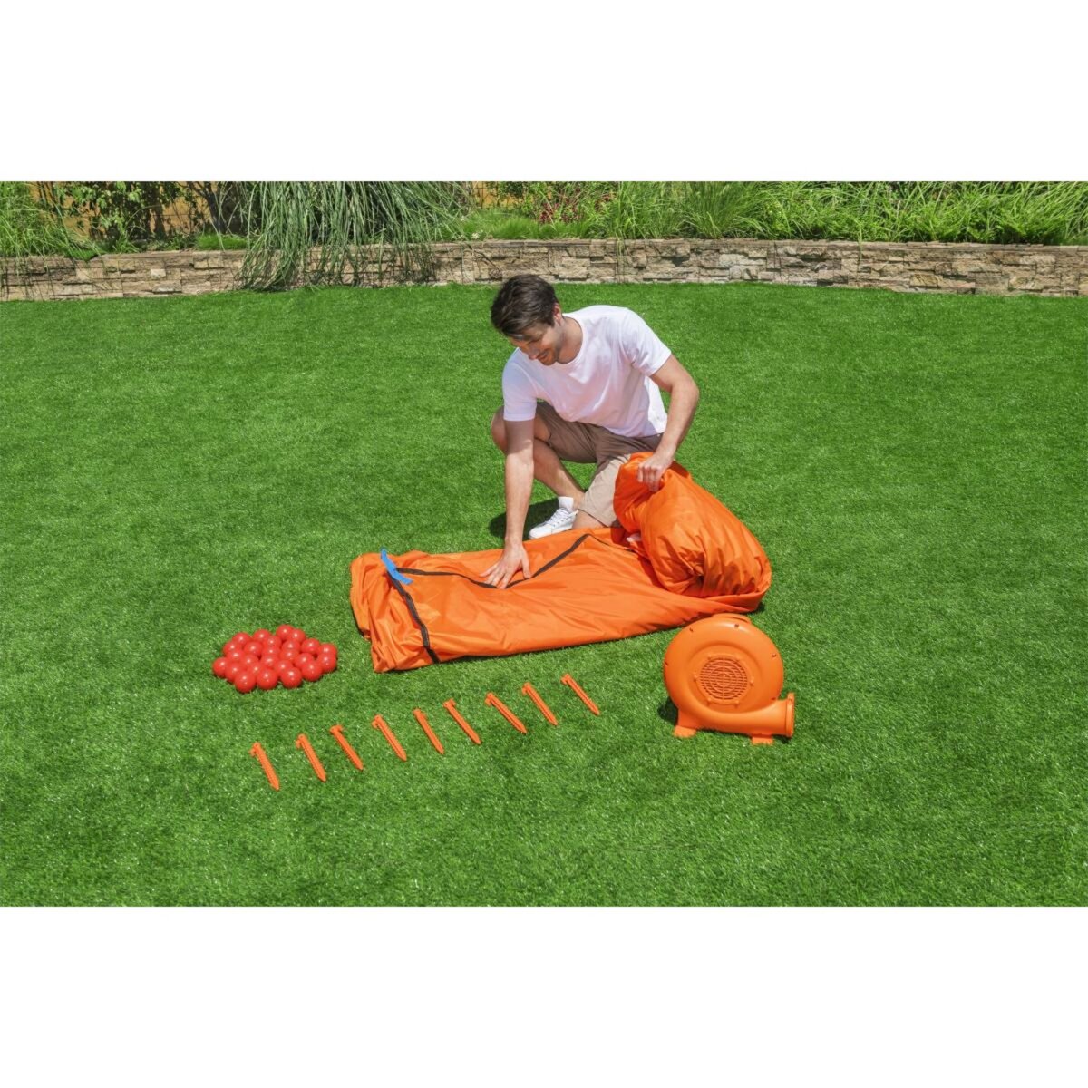 BESTWAY Trampoline gonflable à air constant leap & play, 289 x 213 x 173 cm - 53427