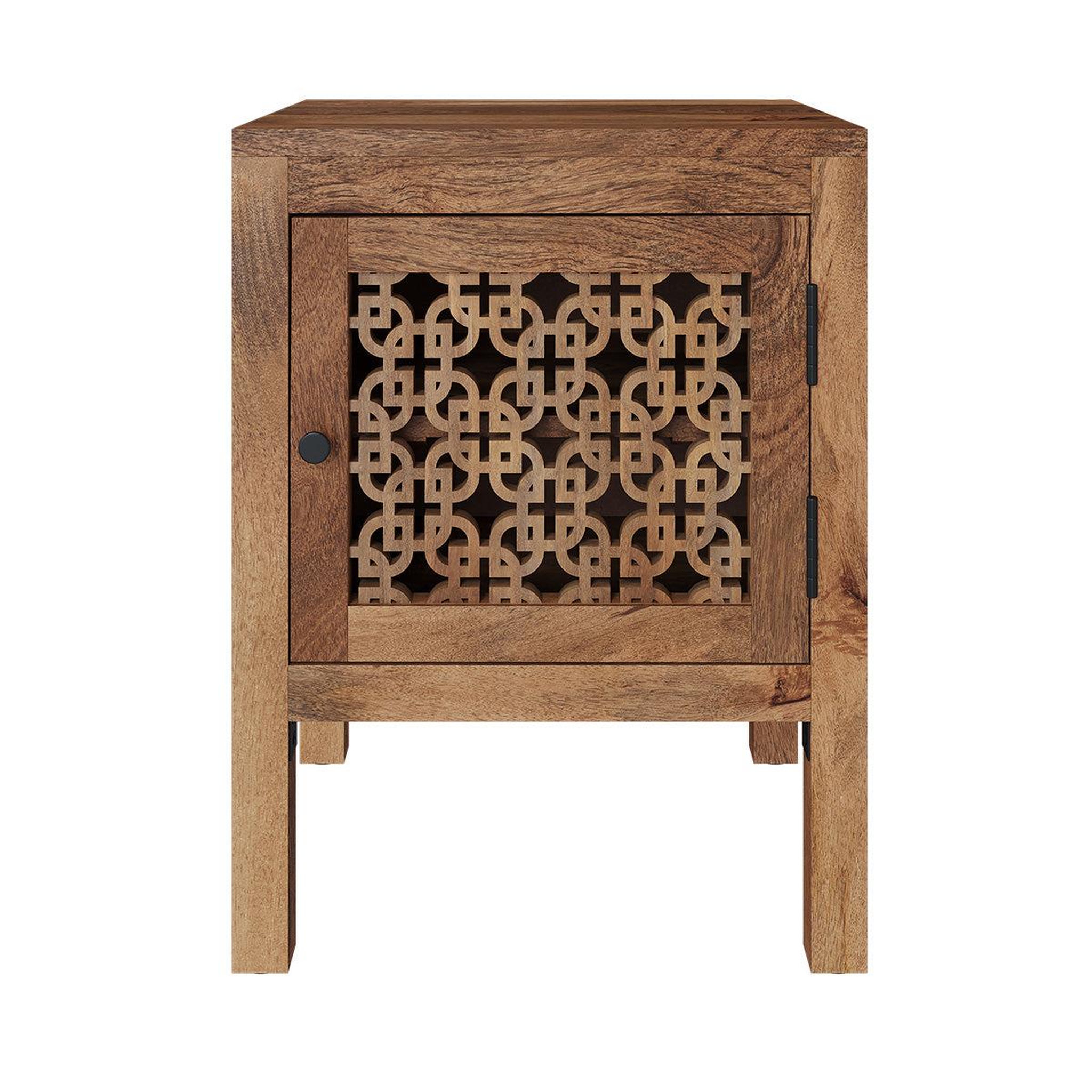 MAISON PAVANE Table de chevet ajourée en bois de manguier-Jaya