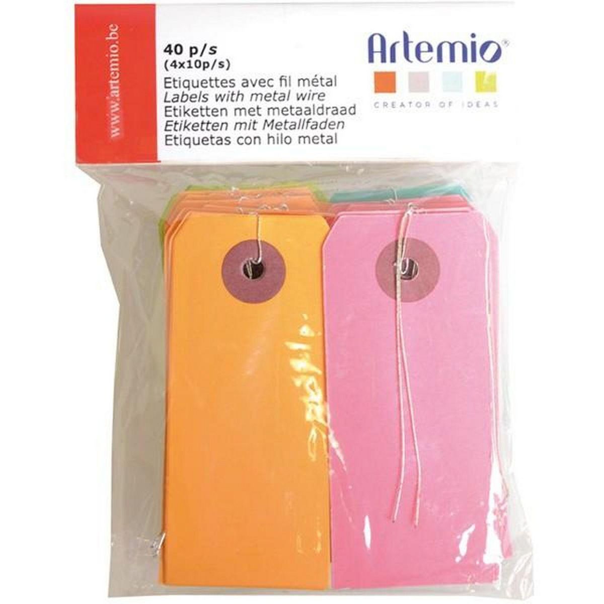 Artemio 80 étiquettes de couleur avec fil métallique