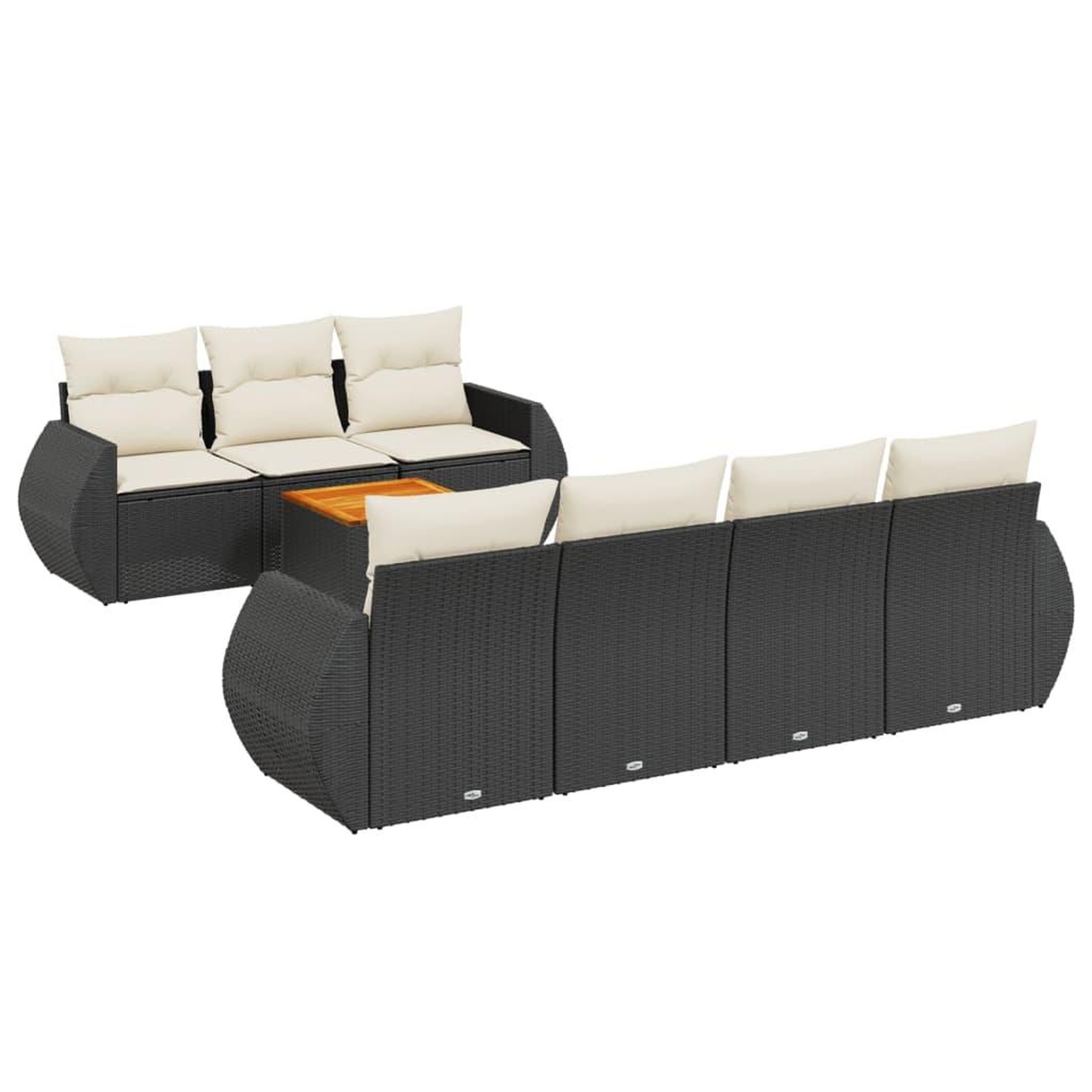 Voir la diapositive 2 : VIDAXL Salon de jardin 8 pcs avec coussins noir resine tressee