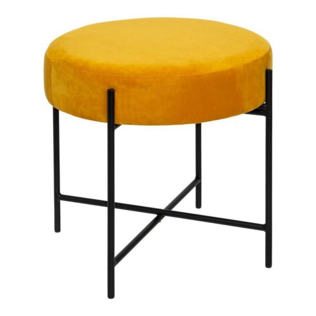 ATMOSPHERA Tabouret Rond en Velours  Arty  47cm Ocre