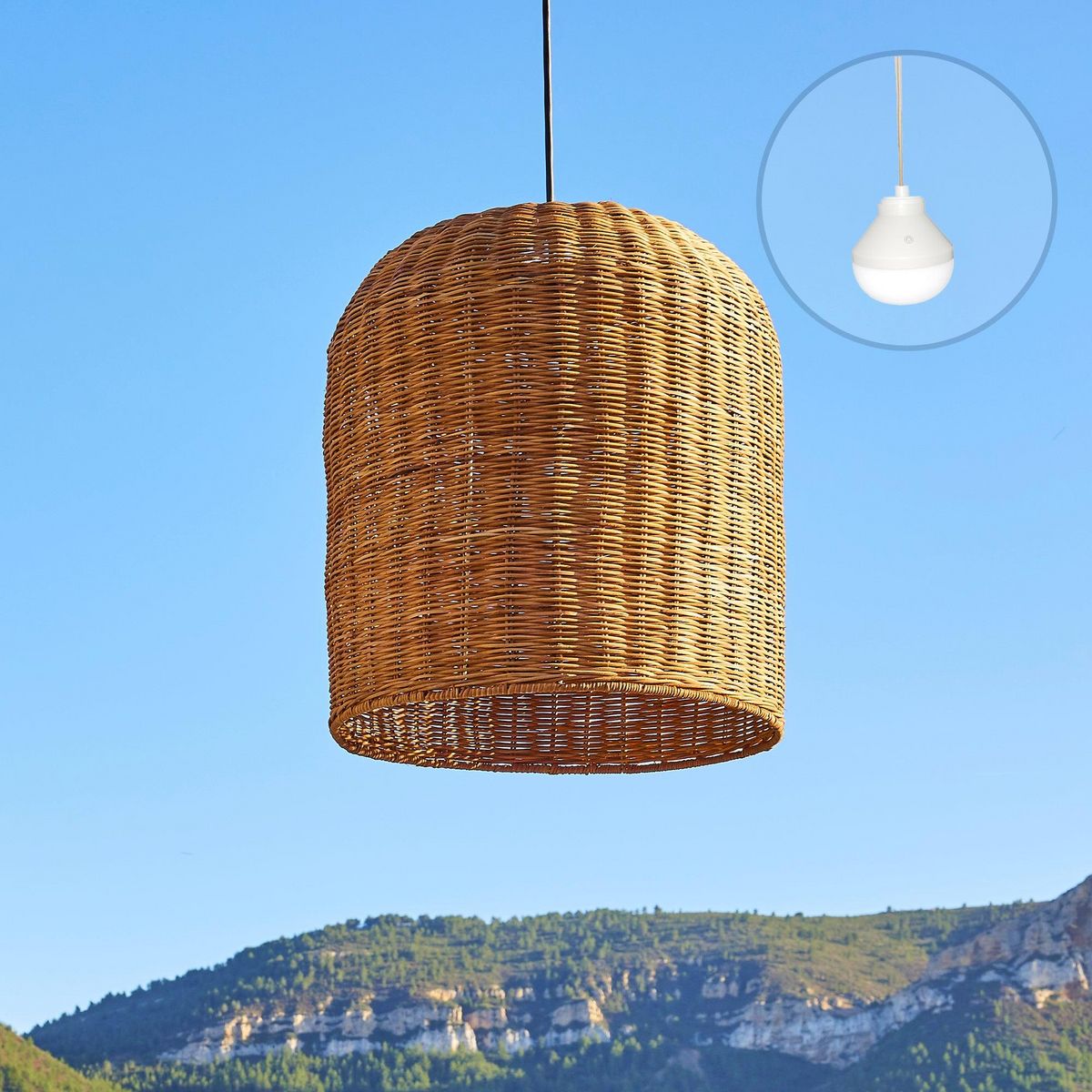 Lumisky Suspension nomade GIACOMO Beige Rotin H45cm