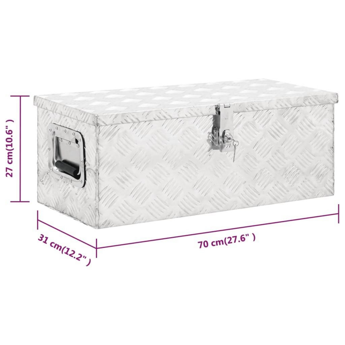 VIDAXL Boîte de rangement Argente 70x31x27 cm Aluminium