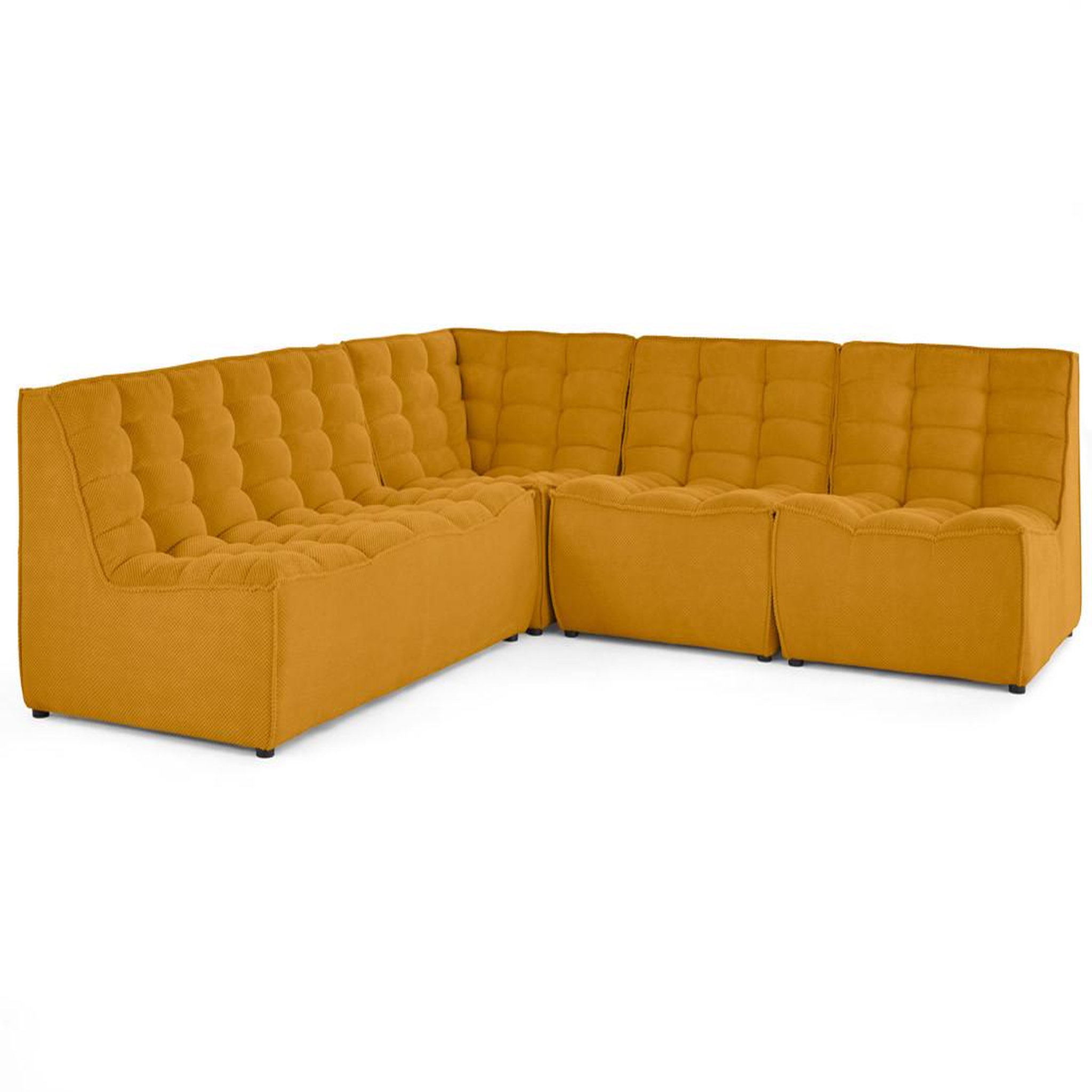 Voir la diapositive 5 : BEST MOBILIER Ellie - canapé modulable d'angle réversible 5 places en velours texturé