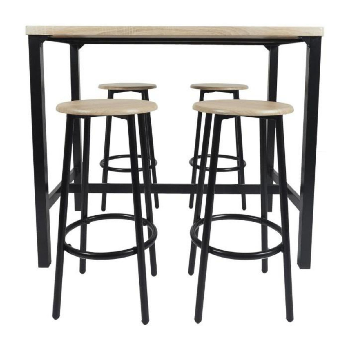 Paris Prix Ensemble Table de Bar & 4 Tabourets  Loka  100cm Noir