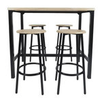 Paris Prix Ensemble Table de Bar & 4 Tabourets  Loka  100cm Noir