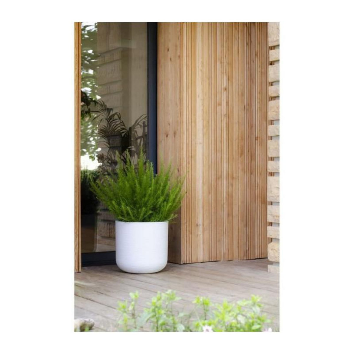 Eda Pot de fleurs rond en plastique Graphit Up blanc cérusé - Ø 50 cm - Eda