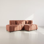 LISA DESIGN Curtis - canapé d'angle droit 4 places sans accoudoir en tissu texturé. Coloris disponibles : Beige, Gris, Bleu, Orange, Vert, Marron