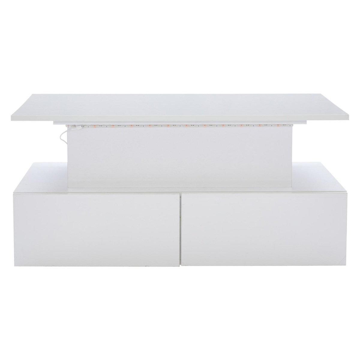 MERAX Table Basse 4 Tiroirs Et Plateau Relevable Blanc