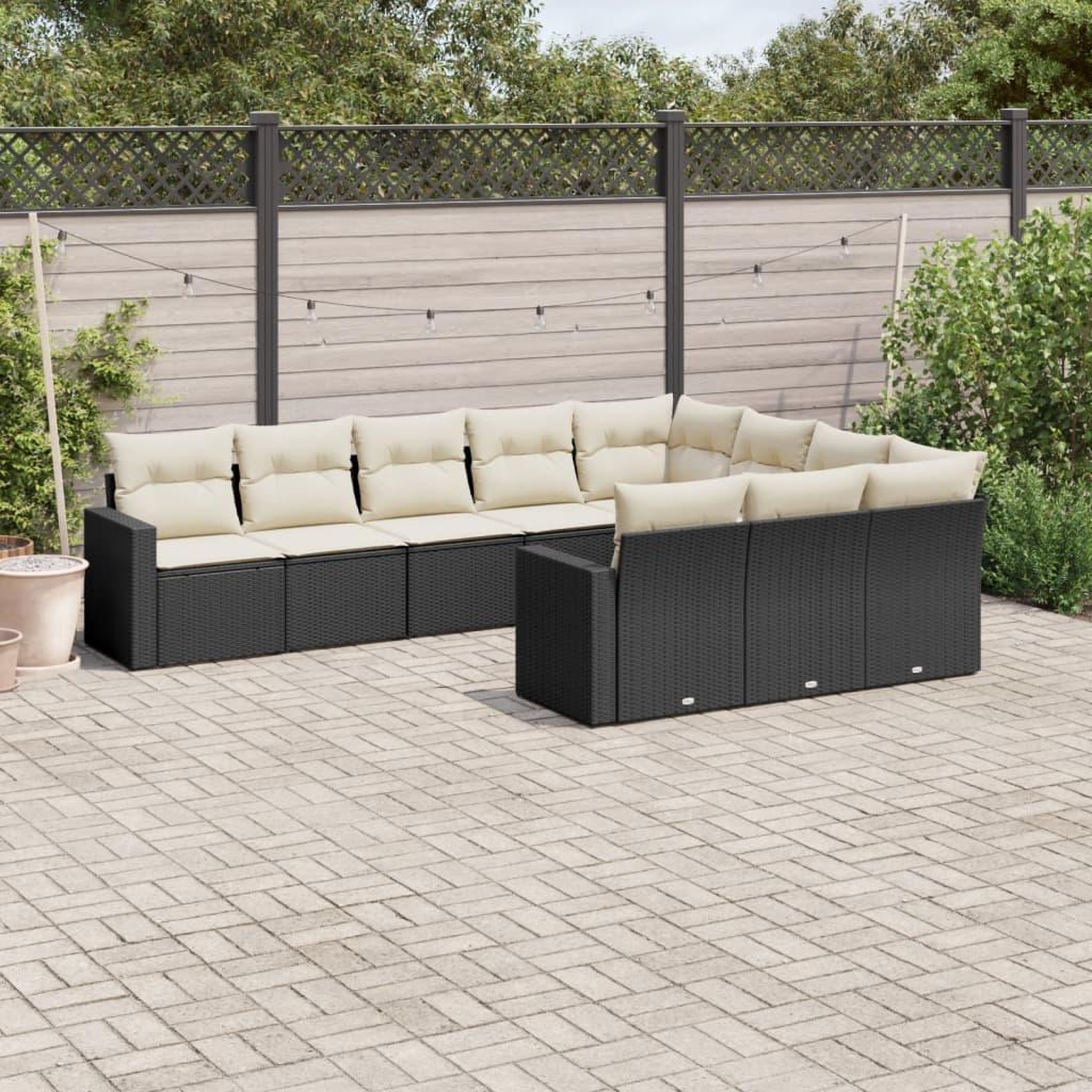 VIDAXL Salon de jardin 10 pcs avec coussins noir resine tressee