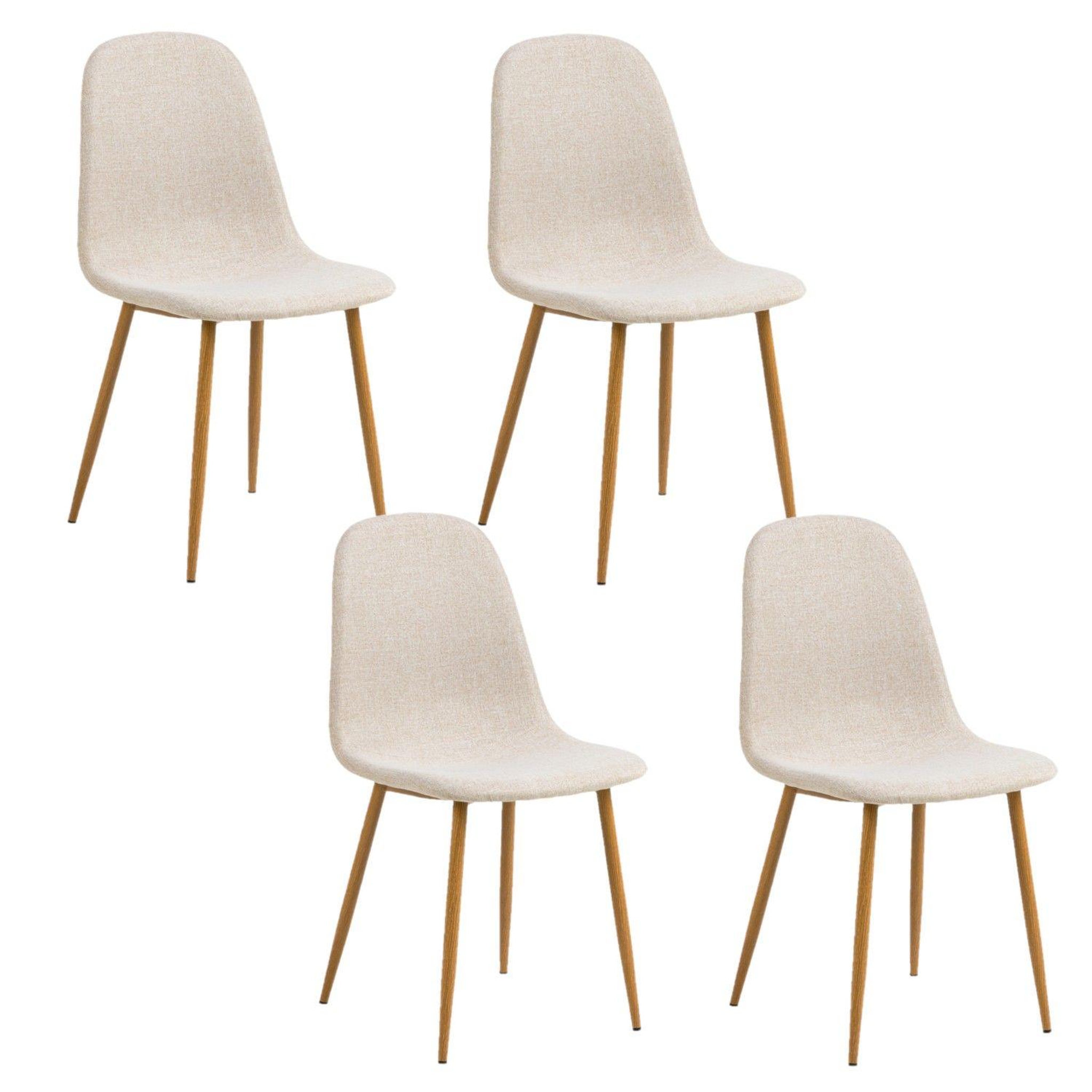 TOILINUX Lot de 4 chaises de salle à manger clelia - beige
