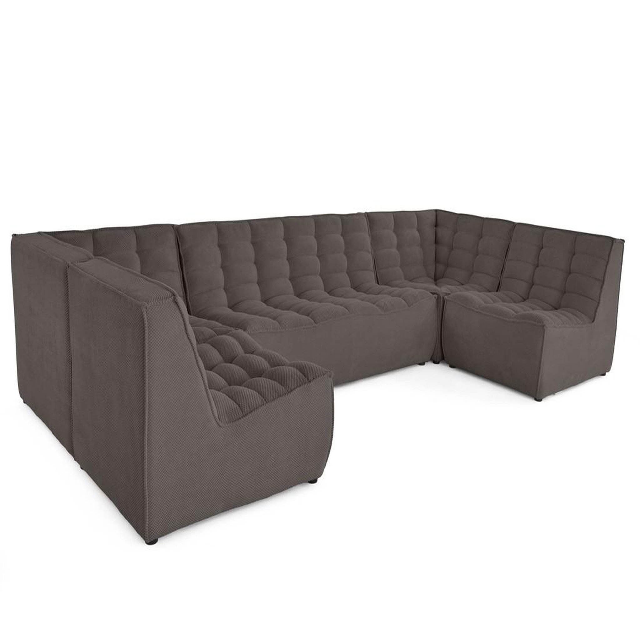 Voir la diapositive 5 : LISA DESIGN Ellie - canapé modulable panoramique 7 places en velours texturé