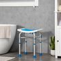 Voir la diapositive 2 : HOMCOM Siège de douche réglable en hauteur tabouret de douche ergonomique pieds antidérapants charge max. 150 Kg alu HDPE blanc bleu