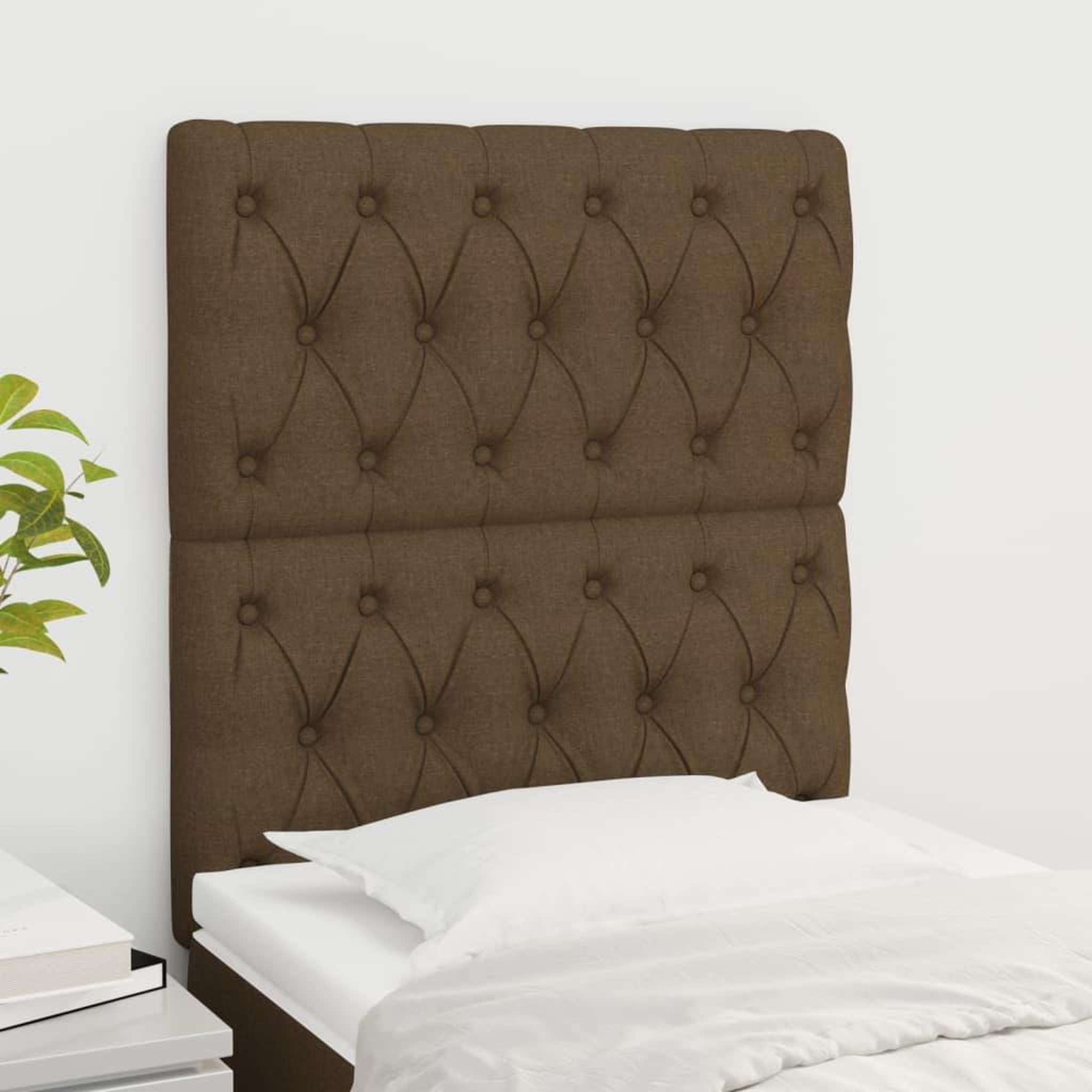 Voir la diapositive 1 : VIDAXL Tetes de lit 2 pcs Marron Fonce 80x7x78/88 cm Tissu