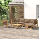 VIDAXL Salon de jardin 7 pcs avec coussins taupe bambou