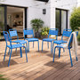 Voir la diapositive 4 : CONCEPT USINE Lot de 6 chaises de jardin empilables bleues BERGAME
