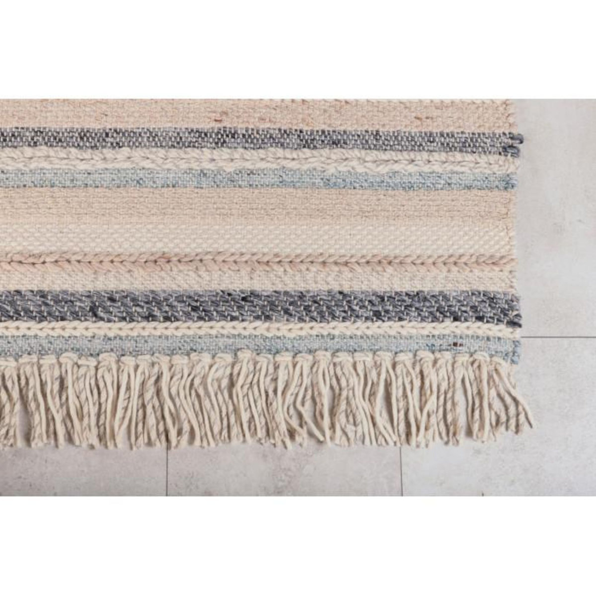 Paris Prix Tapis Déco en Laine  Gudha  170x240cm Beige & Bleu