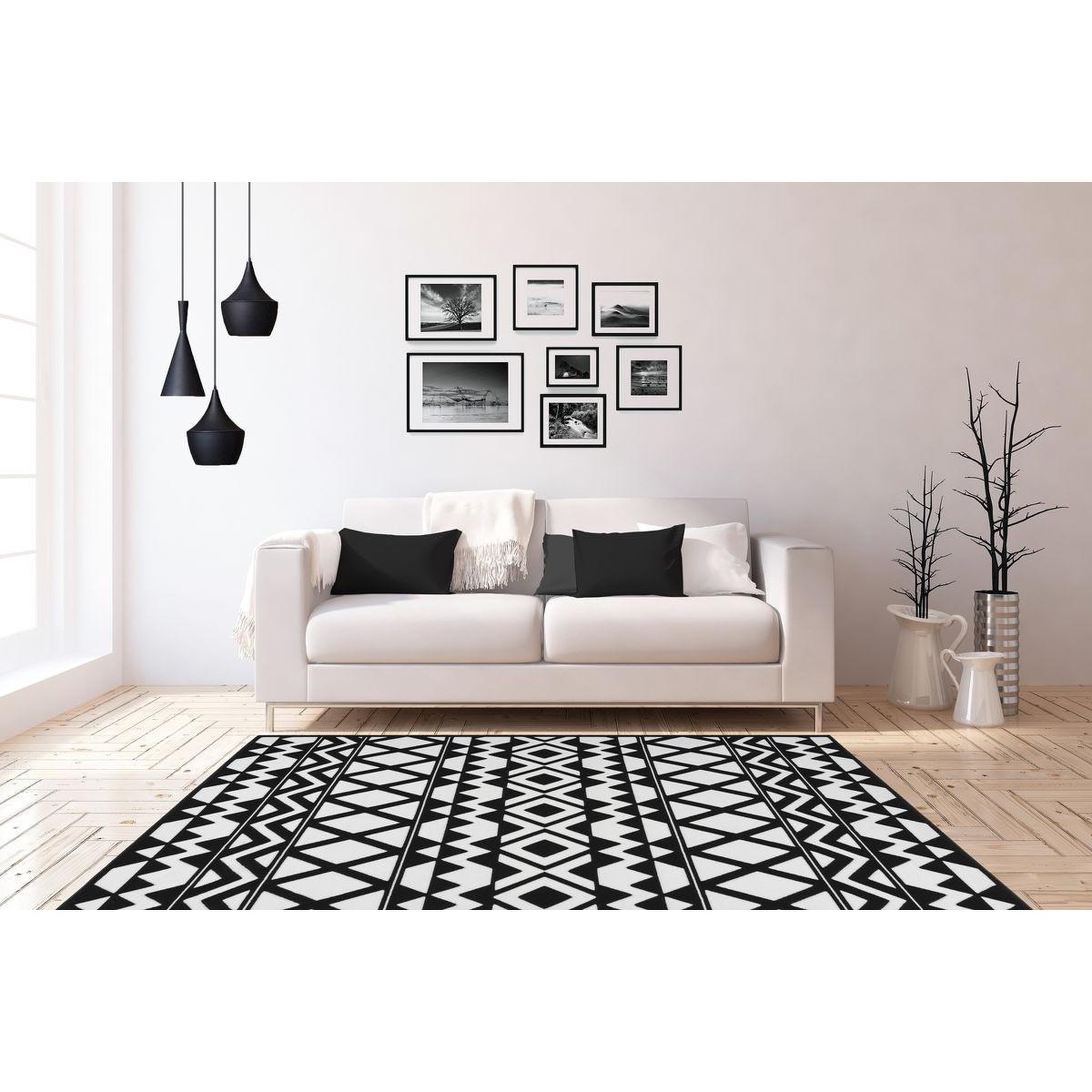 Voir la diapositive 2 : Paris Prix Tapis Ethnique à Poils Courts  Esperanto VII  Noir