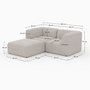 Voir la diapositive 4 : MAISON PAVANE Canapé modulable en tissu beige 2 places avec pouf-Hestia