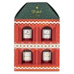 Paris Prix Coffret 4 Bougies Parfumées Maison  Noël  18cm Rouge