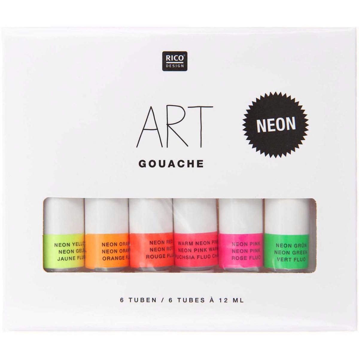 RICO DESIGN set de 6 tubes de gouache fluo