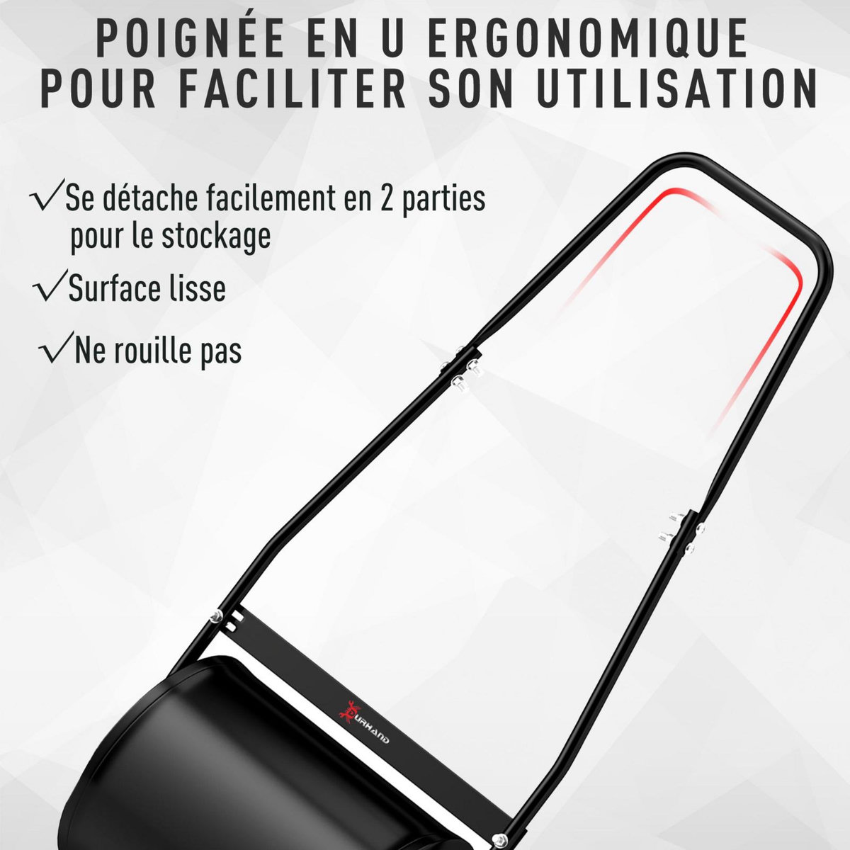 OUTSUNNY Rouleau à gazon jardin en acier avec poignée dim. 50L x 32l x 108H cm lestage max. 30 L noir