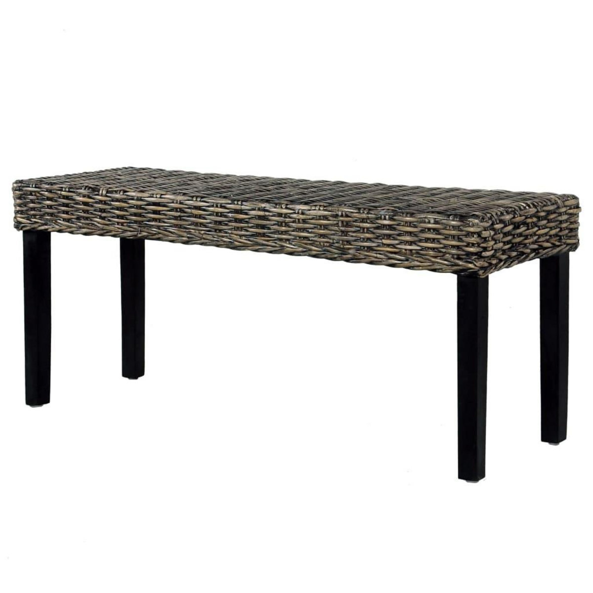VIDAXL Banc 110 cm Noir Rotin naturel kubu et bois de manguier massif
